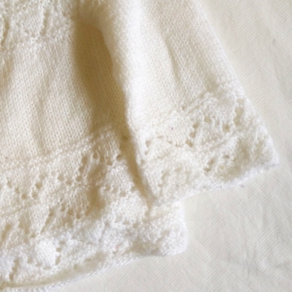 handmade white knit cardigan sweater 3-6 months baby girl - Picture 4 of 7